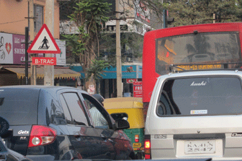 traffic closeup of traffic in India