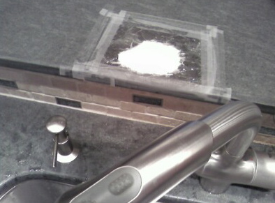 fix concrete countertop sealer baking soda poultice applied to concrete countertops to remove oil stains